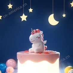 萌宠蛋糕小夜灯卧室床头LED小恐龙小蓝鲸氛围灯儿童房间伴睡灯